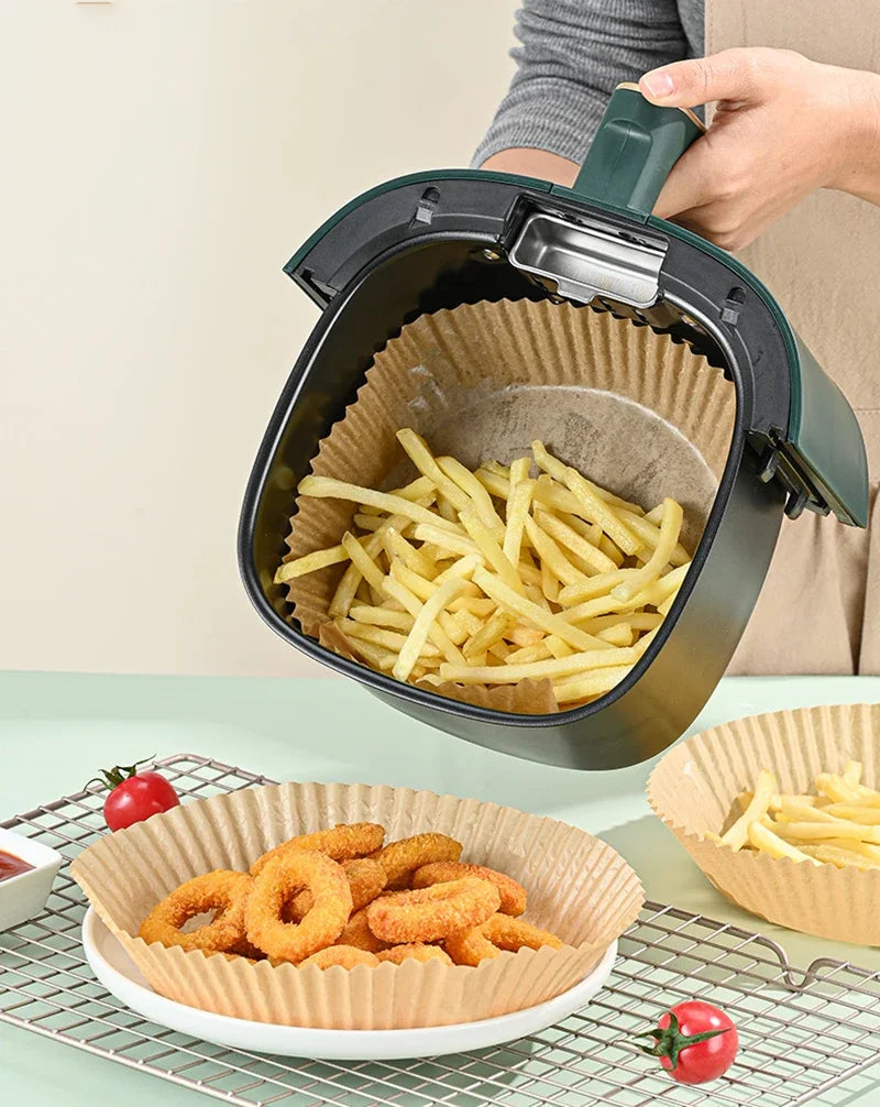 50/100Pcs Air Fryer Disposable Paper Non-Stick Air Fryer Baking Paper Round Air Fryer Paper Liners Kitchen Accessories