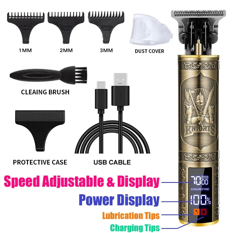 Vintage Hair Clipper Cordless Trimmer Portable USB Fast Charging Hair Cutting Machine Electric Shaver Professional Barber