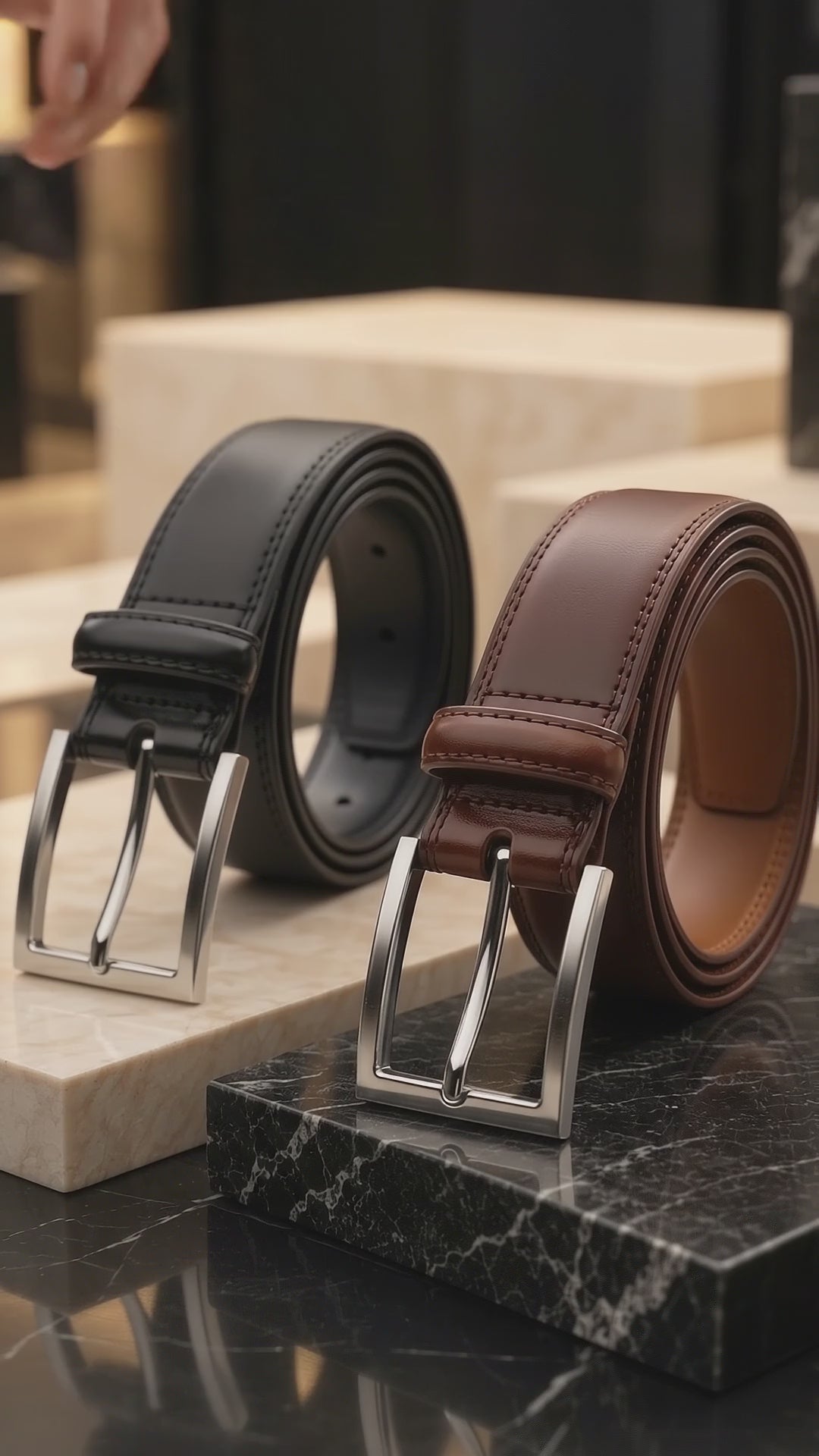👔🔥 2-Pack Men's 100% Leather Belts | Black + Mahogany Brown | Max Market