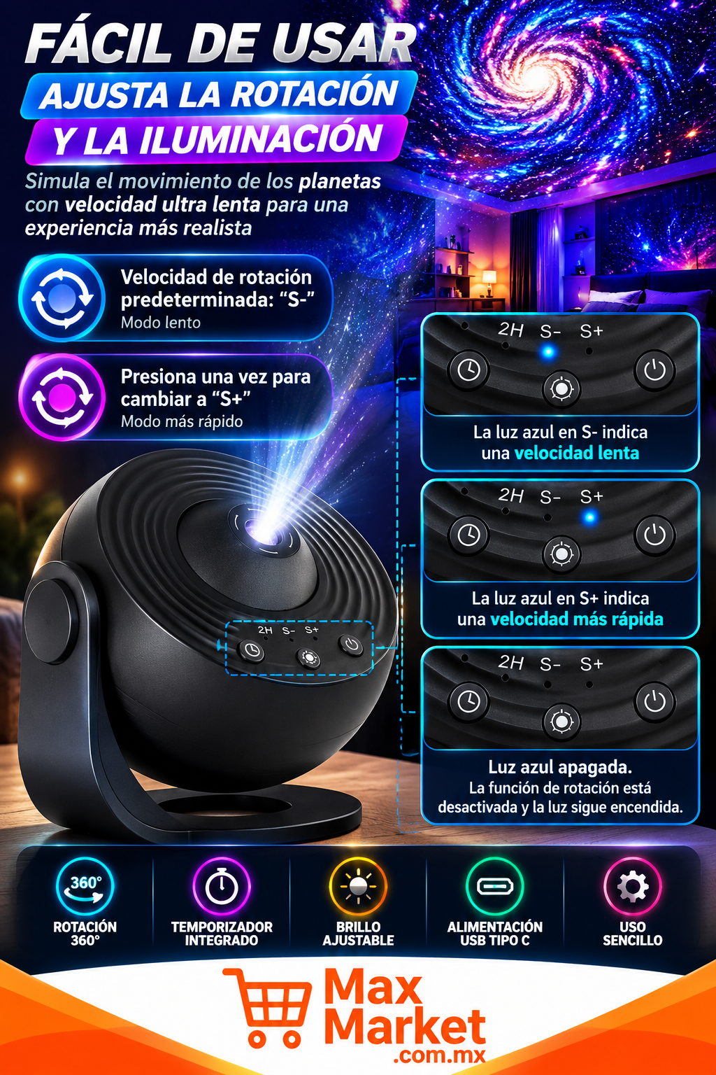 🌌 13-in-1 Galaxy Projector with LED Night Light