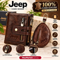 👔💼 Men's Set: JEEP Brand 100% Genuine Leather Wallet and Keychain | Max Market