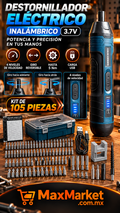 🔧 3.7V Cordless Electric Screwdriver with 105-Piece Kit