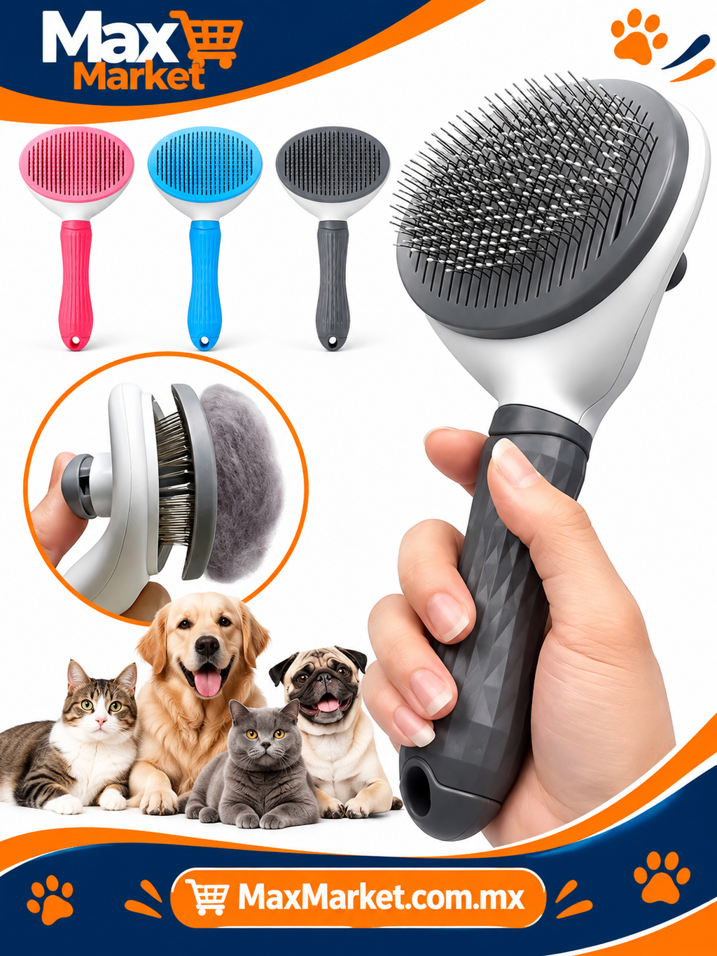 Self-Cleaning Brush for Dogs and Cats 6 Pieces 2 each Max Market🐶😺