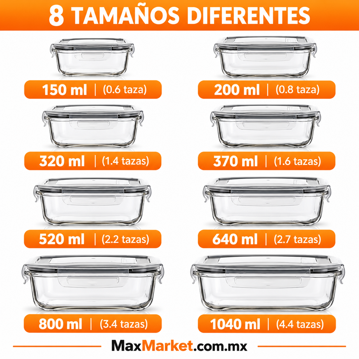 🍱 8-Piece Glass Food Storage Container Set | Airtight