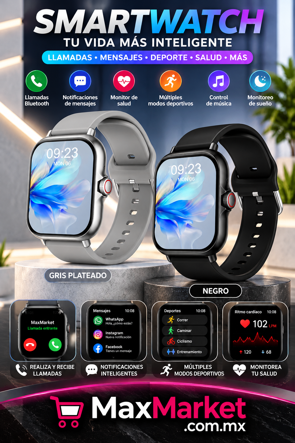 ⌚ Smart Sports Watch with Bluetooth Calls and Touch Screen
