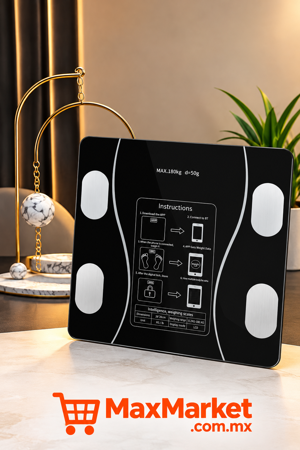 Báscula Digital Inteligente con Conexión a App – Controla tu Peso desde Casa✅️