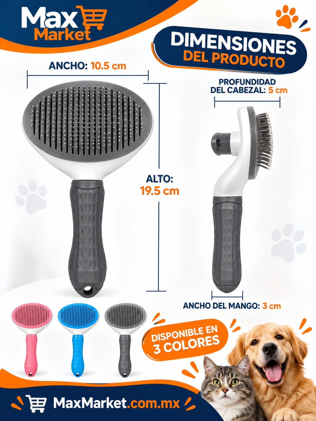 Self-Cleaning Brush for Dogs and Cats 6 Pieces 2 each Max Market🐶😺