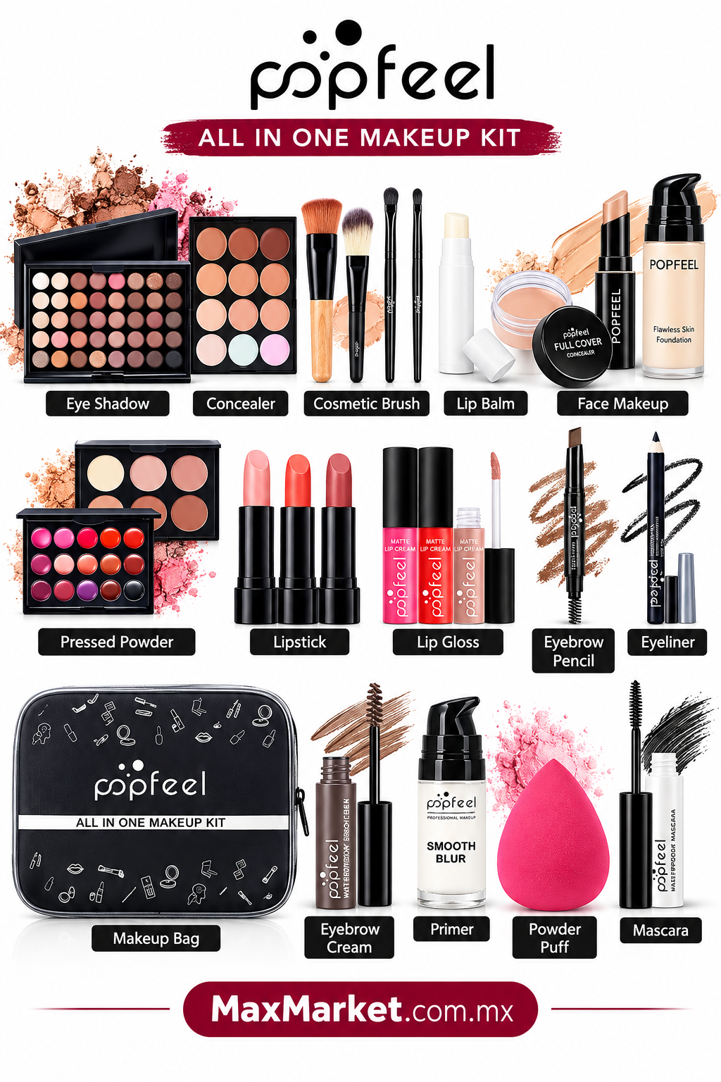 💄✨ POPFEEL All-in-One Makeup Kit | Eyeshadows, Lipsticks and Brushes